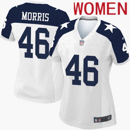 Women Dallas Cowboys 46 Alfred Morris Nike White Alternate Throwback Game NFL Jersey
